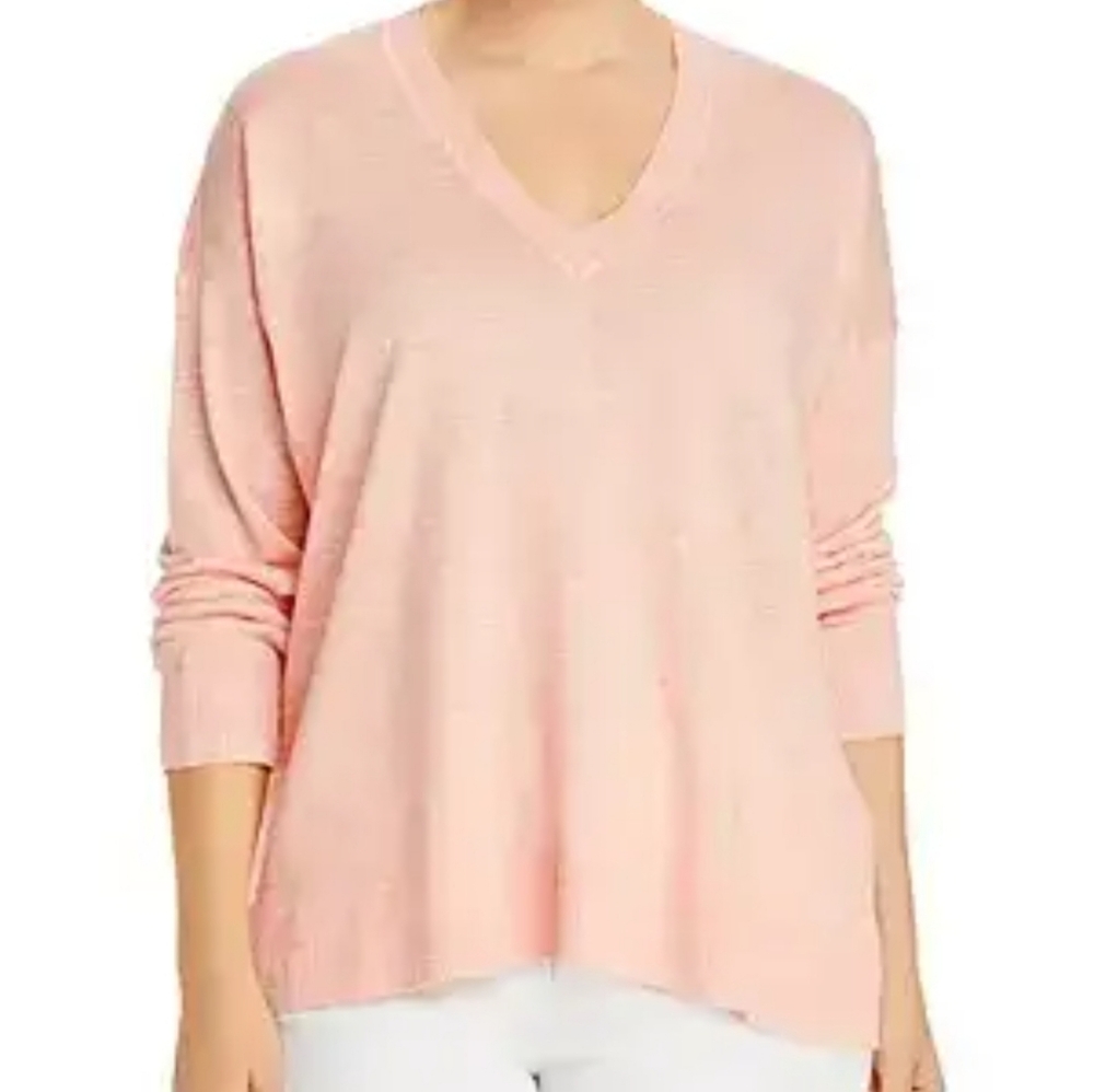 Eileen Fisher organic linen V neck pullover Sz L